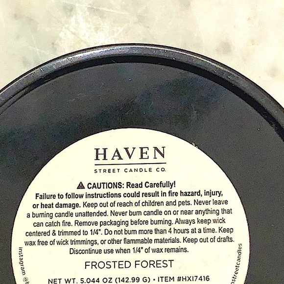 HAVEN STREET CANDLE FROSTED FORREST RICHLY SCENTED 1 WICK TIN WHITE SOY WAX 5 oz - Picture 4 of 4